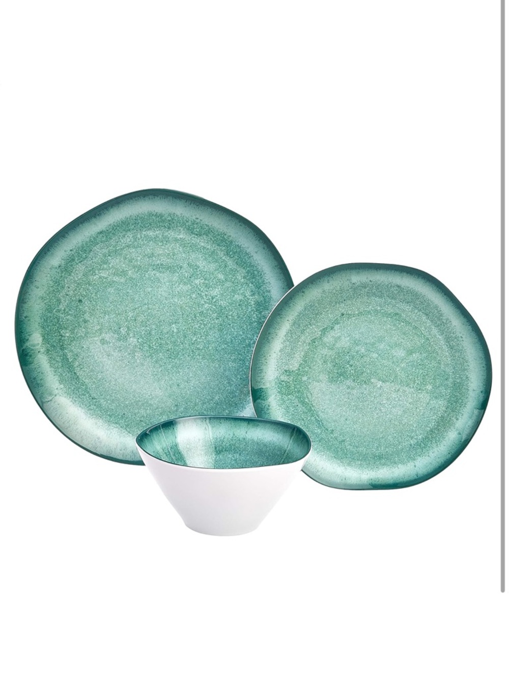 Teal Glaze 12-Piece Melamine Dinnerware Set - Picture 2 of 7